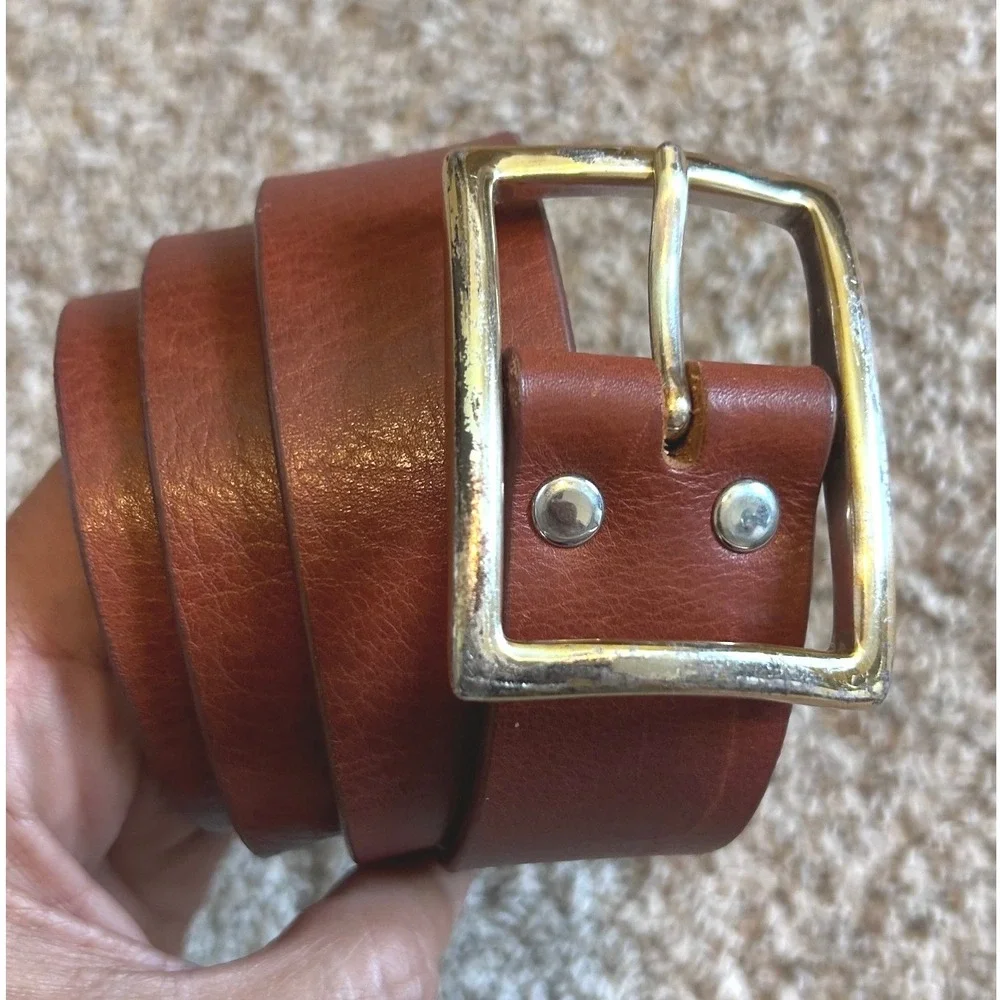 Badichi New York Wall Street Collection Brown Leather Belt Made in Italy 1.25in